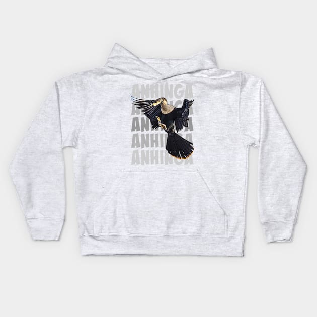 Anhinga Gray Kids Hoodie by Ripples of Time